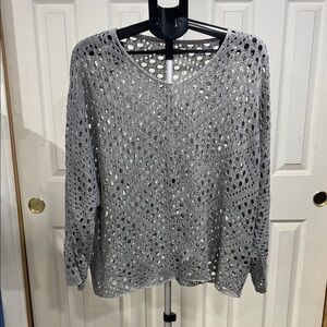 SHEIN Gray V-Neck Sweater